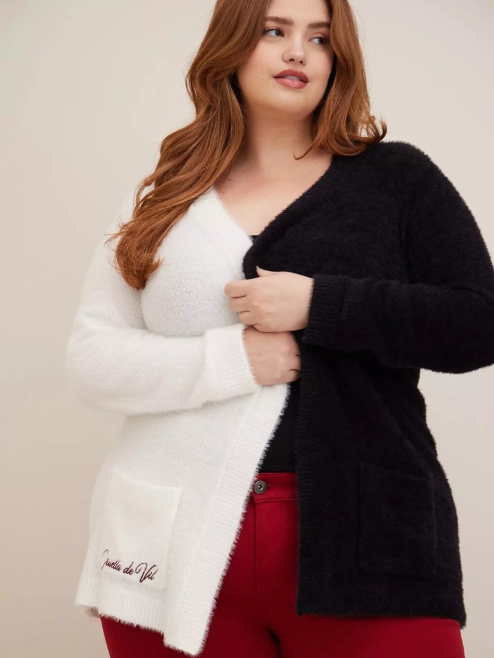 Torrid Disney Villains Cruella 101 Dalmatians Nylon Knit Black & White Cardigan